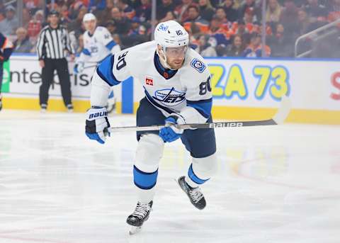 Winnipeg Jets, Pierre-Luc Dubois #80. (Photo by Lawrence Scott/Getty Images)