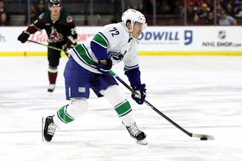 Anthony Beauvillier #72 of the Vancouver Canucks. (Photo by Zac BonDurant/Getty Images)