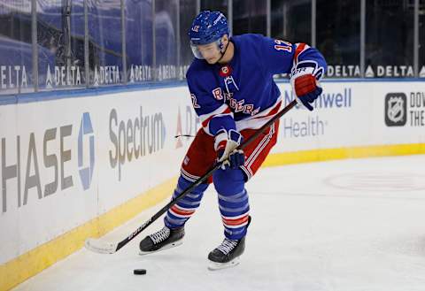 Julien Gauthier #12 of the New York Rangers. (Photo by Sarah Stier/Getty Images)