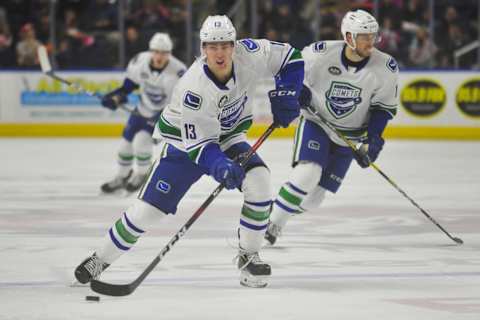 Kole Lind #13 of the Utica Comets (Photo by Gregory Vasil/Getty Images)