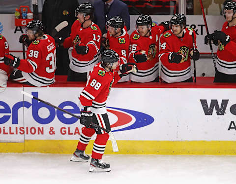 Patrick Kane #88 of the Chicago Blackhawks. (Photo by Jonathan Daniel/Getty Images)