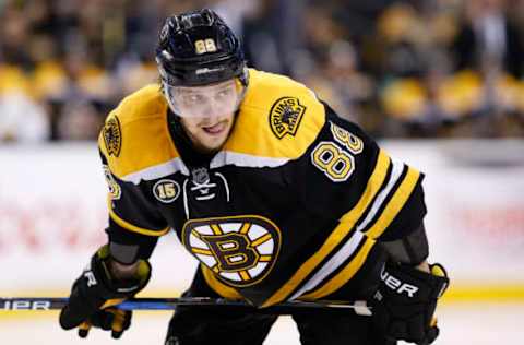 Boston Bruins left wing David Pastrnak (88) in the Boston home jersey (Greg M. Cooper-USA TODAY Sports)