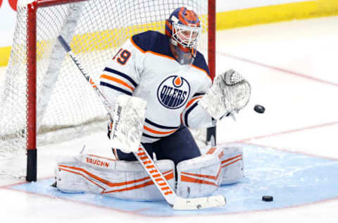 Edmonton Oilers Goalie Mikko Koskinen #19 Mandatory Credit: James Carey Lauder-USA TODAY Sports