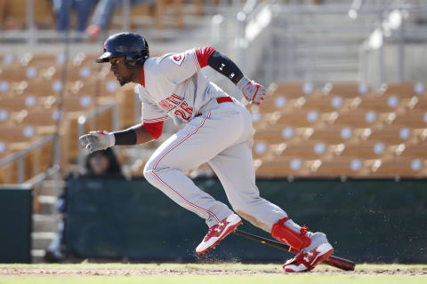 PHOENIX, AZ – OCTOBER 16: Taylor Trammell #26 of the Scottsdale Scorpions and Cincinnati Reds in action during the 2018 Arizona Fall League on October 16, 2018 at Camelback Ranch in Phoenix, Arizona. (Photo by Joe Robbins/Getty Images)