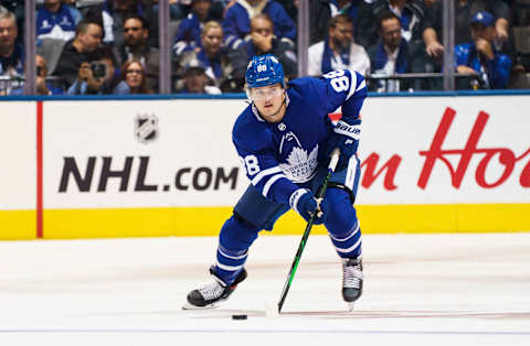 TORONTO, ON – OCTOBER 2: William Nylander #88 of the Toronto Maple Leafs . (Photo by Mark Blinch/NHLI via Getty Images)