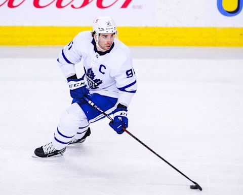 John Tavares #91 of the Toronto Maple Leafs (Photo by Derek Leung/Getty Images)