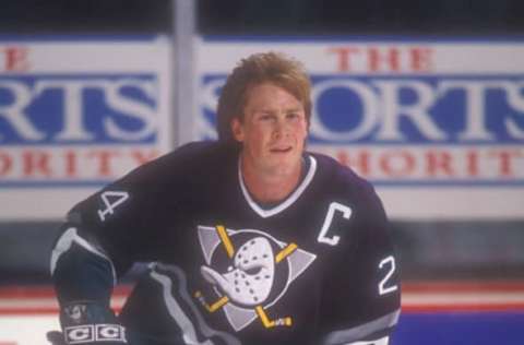 LANDOVER, MD: Troy Loney #24 of the first Mighty Ducks of Anaheim captain. (Photo by Mitchell Layton/Getty Images)