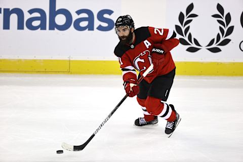 Kyle Palmieri #21 of the New Jersey Devils. (Photo by Elsa/Getty Images)