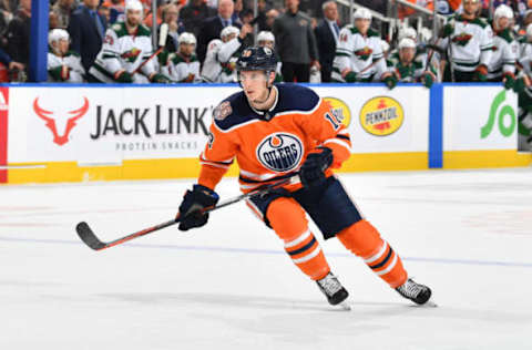 EDMONTON, AB – OCTOBER 30: Ryan Strome #18 of the Edmonton Oilers skates during the game against the Minnesota Wild on October 30, 2018 at Rogers Place in Edmonton, Alberta, Canada. (Photo by Andy Devlin/NHLI via Getty Images)