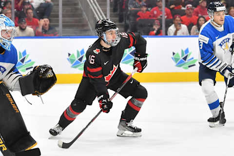 EDMONTON, AB – AUGUST 20: Connor Bedard #16 of Canada skates during the gold medal game against Finland in the IIHF World Junior Championship on August 20, 2022 at Rogers Place in Edmonton, Alberta, Canada (Photo by Andy Devlin/ Getty Images)