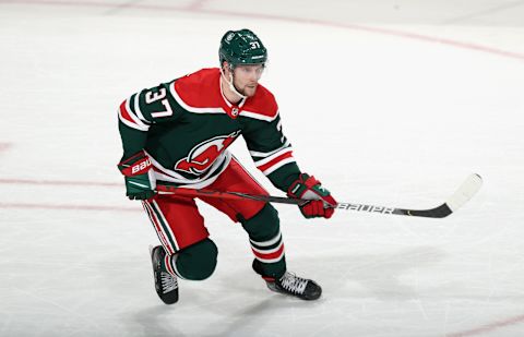 Pavel Zacha #37 of the New Jersey Devils. (Photo by Bruce Bennett/Getty Images)