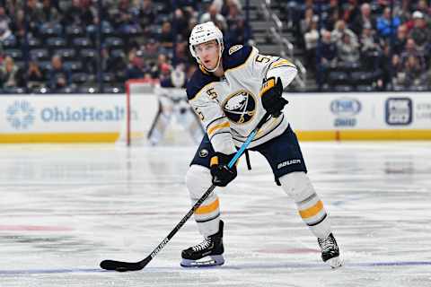 COLUMBUS, OH – OCTOBER 7: Rasmus Ristolainen #55 of the Buffalo Sabres skates against the Columbus Blue Jackets on October 7, 2019 at Nationwide Arena in Columbus, Ohio. (Photo by Jamie Sabau/NHLI via Getty Images)