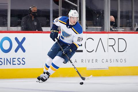 GLENDALE, ARIZONA – FEBRUARY 15: Vince Dunn #29 of the St. Louis Blues  (Photo by Christian Petersen/Getty Images)