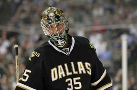 DALLAS – APRIL 08: Goaltender Marty Turco #35 of the Dallas Stars at American Airlines Center on April 8, 2010 in Dallas, Texas. (Photo by Ronald Martinez/Getty Images)