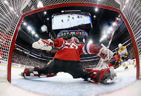 Mackenzie Blackwood #29 of the New Jersey Devils (Photo by Bruce Bennett/Getty Images)