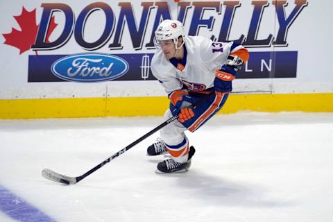 Mar 5, 2020; Ottawa, Ontario, CAN; New York Islanders center Matthew Barzal 913) skates with the puck in the third period against the Ottawa Senators at the Canadian Tire Centre. Mandatory Credit: Marc DesRosiers-USA TODAY Sports