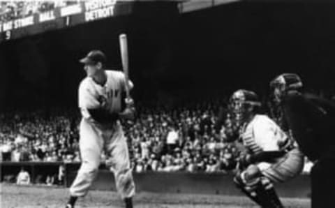 (FILE PHOTO: Date Unknown) MLB Baseball – Boston Red Sox outfielder Ted Williams batting. (Photo by Sporting News/Sporting News via Getty Images)