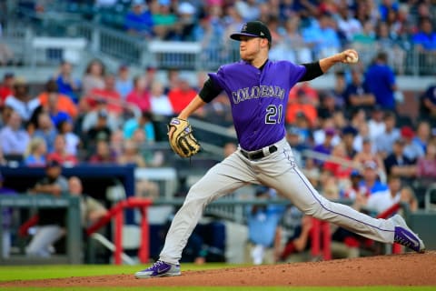 ATLANTA, GA – AUGUST 17: Kyle Freeland #21 of the Colorado Rockies pitches during the first inning against the Atlanta Braves at SunTrust Park on August 17, 2018 in Atlanta, Georgia. (Photo by Daniel Shirey/Getty Images)