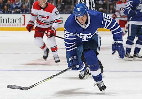 TORONTO,ON – DECEMBER 19: Matt Martin #15 of the Toronto Maple Leaf . (Photo by Claus Andersen/Getty Images)