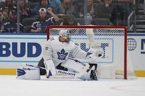 ST LOUIS, MISSOURI – JANUARY 25: Goaltender Frederik Andersen #31 of the Toronto Maple Leafs. (Photo by Bruce Bennett/Getty Images)