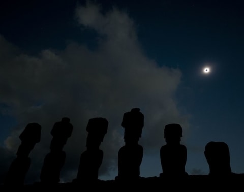 A total solar eclipse over Easter Island, Chile