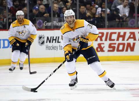 NEW YORK, NY – OCTOBER 06: Ryan Hartman #38 of the Nashville Predators skates against the New York Islanders at the Barclays Center on October 06, 2018 in the Brooklyn borough of New York City. The Predators defeated the Islanders 4-3. (Photo by Bruce Bennett/Getty Images)