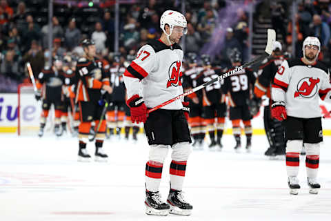 Pavel Zacha #37 of the New Jersey Devils. (Photo by Sean M. Haffey/Getty Images)