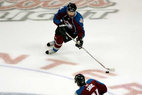 Apr 29, 2008; Denver, CO, USA; Colorado Avalanche forward (21) Peter Forsberg against the Detroit Red Wings in the first period of game 3 of the Western Conference semi-finals at the Pepsi Center in Denver, CO. Mandatory Credit: Photo By Byron Hetzler-USA TODAY Sports