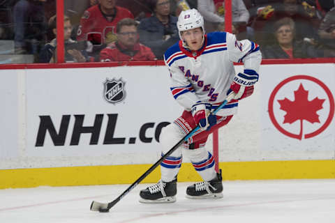 New York Rangers defenseman Adam Fox (23) Mandatory Credit: Marc DesRosiers-USA TODAY Sports