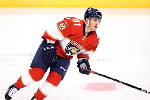 Oct 20, 2016; Sunrise, FL, USA; Florida Panthers center Jonathan Marchessault (81) skates before a game against the Washington Capitals at BB&T Center. Mandatory Credit: Robert Mayer-USA TODAY Sports