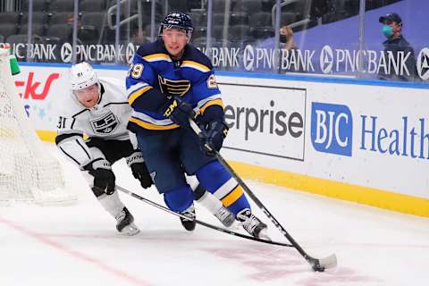 ST LOUIS, MO – JANUARY 24: Vince Dunn #29 of the St. Louis Blues . (Photo by Dilip Vishwanat/Getty Images)