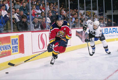 23 Jan 1996: Defenseman Gord Murphy of the Florida Panthers moves down the ice during a game against the Washington Capitals at the USAir Arena in Landover, Maryland. The Panthers won the game, 5-4. Mandatory Credit: Doug Pensinger /Allsport