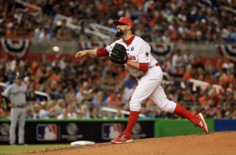 Returning for his second stint in Philly, Neshek will reprise his seventh-inning role. Photo by Mike Ehrmann/Getty Images.