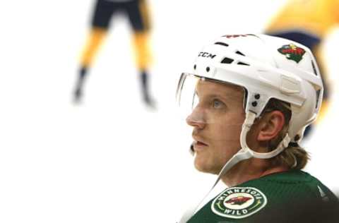 NASHVILLE, TN – OCTOBER 24: Minnesota Wild defenseman Jonas Brodin (25) is shown before the NHL game between the Nashville Predators and Minnesota Wild, held on October 24, 2019, at Bridgestone Arena in Nashville, Tennessee. (Photo by Danny Murphy/Icon Sportswire via Getty Images)