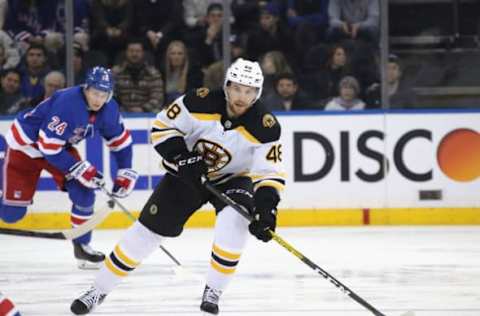 NEW YORK, NEW YORK – FEBRUARY 16: Matt Grzelcyk #48 of the Boston Bruins skates against the New York Rangers at Madison Square Garden on February 16, 2020 in New York City. The Bruins defeated the Rangers 3-1. (Photo by Bruce Bennett/Getty Images)