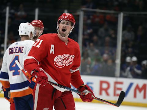 Dylan Larkin #71 of the Detroit Red Wings. (Photo by Bruce Bennett/Getty Images)