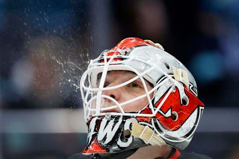 Nico Daws #50 of the New Jersey Devils (Photo by Steph Chambers/Getty Images)