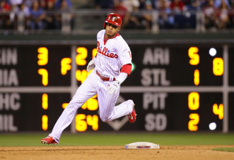 Barring a solid trade offer, Hernandez will hit his next triple in a Phillies uniform. Photo by H. Martin/Getty Images.