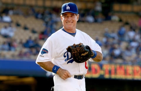 LOS ANGELES, CA – JUNE 08: Former Los Angeles Dodgers first baseman Steve Garvey takes the field against the New York Yankees for an Old Timers game before the game betweenthe Atlanta Braves and the Los Angeles Dodgers at Dodger Stadium on June 8, 2013 in Los Angeles, California. (Photo by Stephen Dunn/Getty Images)