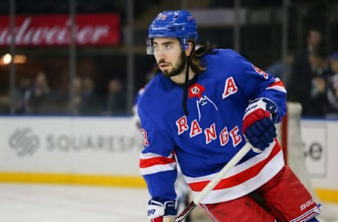 NEW YORK, NY – JANUARY 29: New York Rangers Center Mika Zibanejad (93) is pictured prior to the National Hockey League game between the Philadelphia Flyers and the New York Rangers on January 29, 2019 at Madison Square Garden in New York, NY. (Photo by Joshua Sarner/Icon Sportswire via Getty Images)