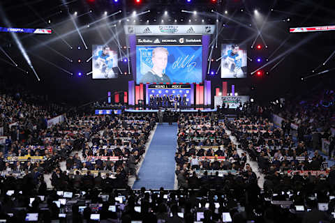 Kaapp Kakko after being selected second overall by the New York Rangers (Photo by Bruce Bennett/Getty Images)