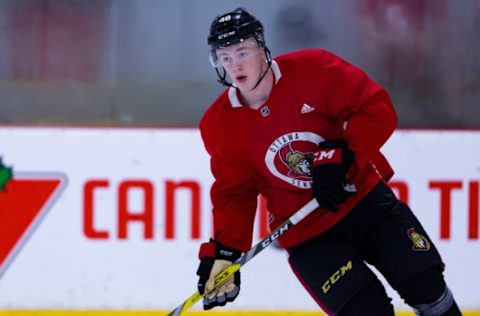 KANATA, ON – JULY 02: Ottawa Senators Prospect Defenseman Jacob Bernard-Docker (48) skates during the Ottawa Senators Development Camp on July 2, 2018, at Bell Sensplex in Kanata, ON, Canada. (Photo by Richard A. Whittaker/Icon Sportswire via Getty Images)