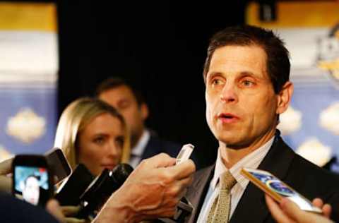 BUFFALO, NY – JUNE 25: Boston Bruins General manager Don Sweeney speaks to the media during the 2016 NHL Draft on June 25, 2016 in Buffalo, New York. (Photo by Jen Fuller/Getty Images)