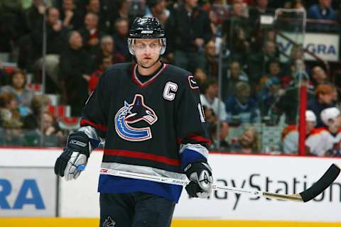 Markus Naslund #19 of the Vancouver Canucks (Photo by Jeff Vinnick/Getty Images)