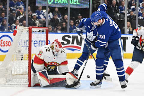 May 2, 2023; Toronto, Ontario, CANADA;  Toronto Maple Leafs forward John Tavares (91) Credit: Dan Hamilton-USA TODAY Sports