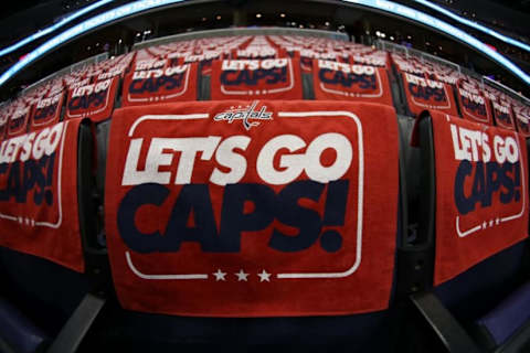 Apr 29, 2017; Washington, DC, USA; A general view towels in the stands prior to game two of the second round of the 2017 Stanley Cup Playoffs between the Pittsburgh Penguins and the Washington Capitals at Verizon Center. Mandatory Credit: Geoff Burke-USA TODAY Sports