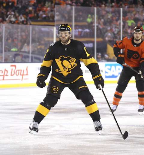 Bryan Rust #17 of the Pittsburgh Penguins. (Photo by Bruce Bennett/Getty Images)