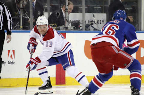 Max Domi #13 of the Montreal Canadiens skates against the New York Rangers (Photo by Bruce Bennett/Getty Images)