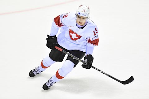 Nico Hischier #13 of Switzerland. (Photo by Lukasz Laskowski/PressFocus/MB Media/Getty Images)