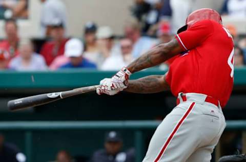 Kendrick Sets an Example for Franco and Joseph Regarding Solid At-Bats. Photo by Reinhold Matay – USA TODAY Sports.